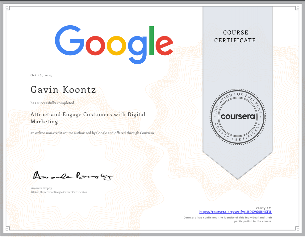 Digital Marketing Certificate